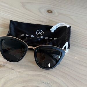 Women's Blenders Black Cat-Eye Sunglasses with gold accents